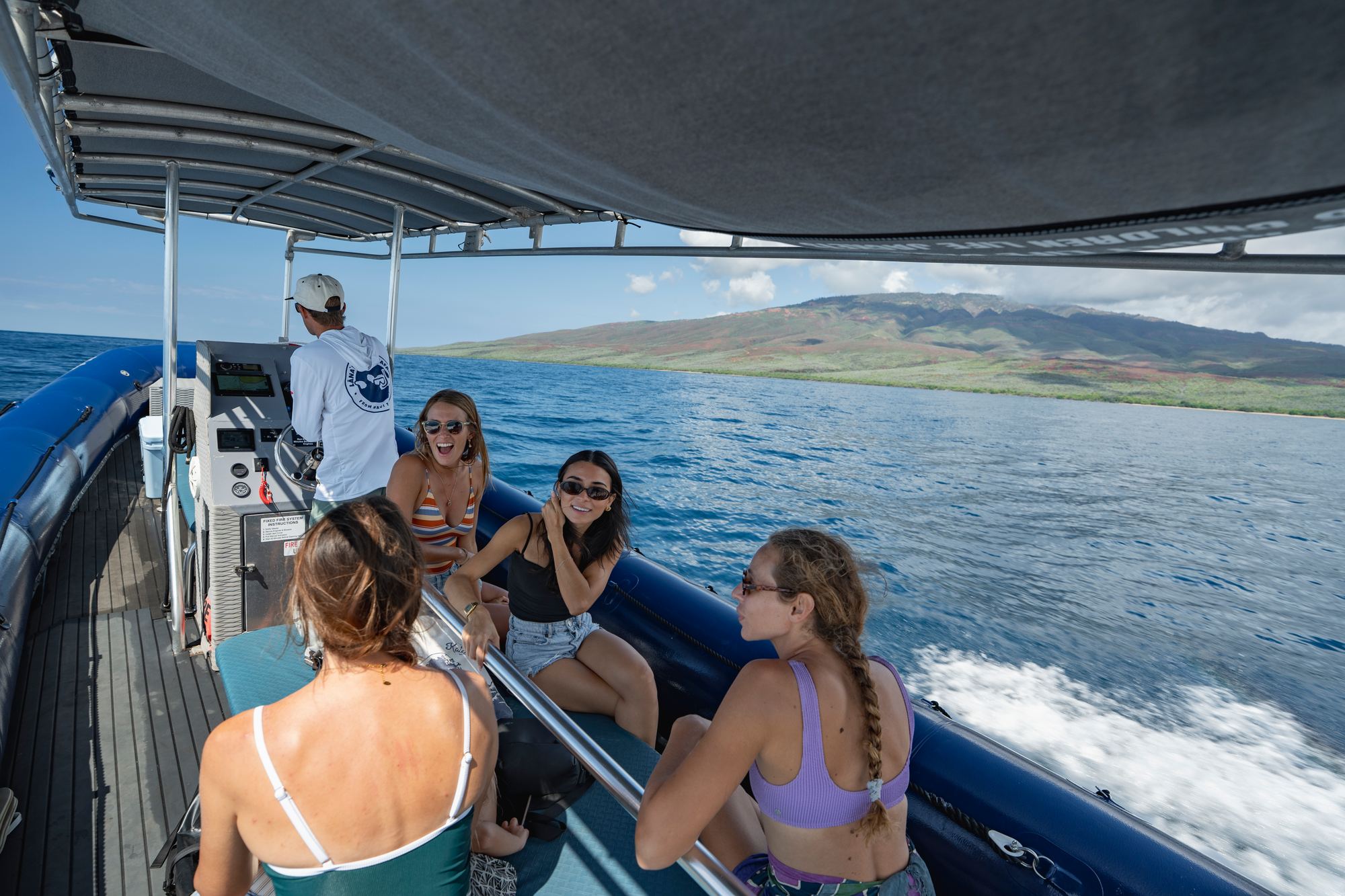 Guests aboard the Maui Whale Adventures raft